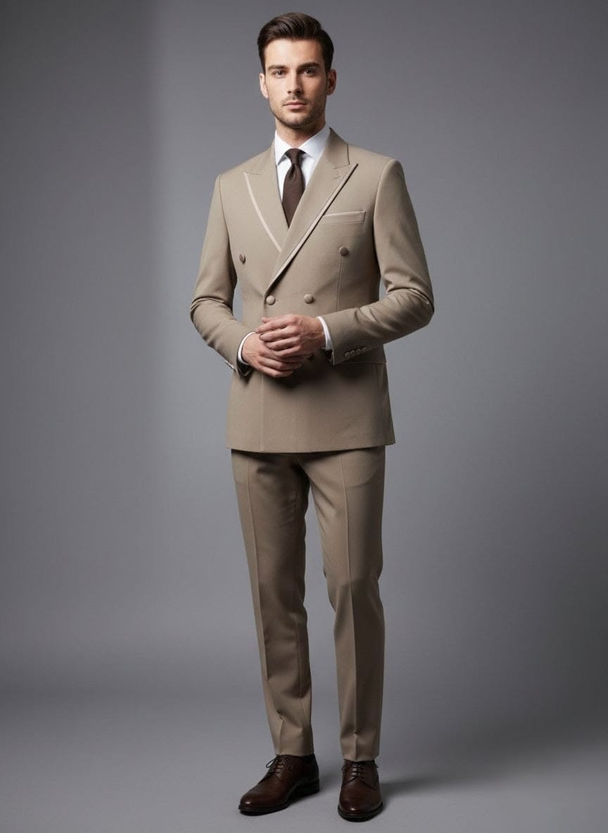 Armani Exchange-Breasted Beige Suit (Extremely Premium)
