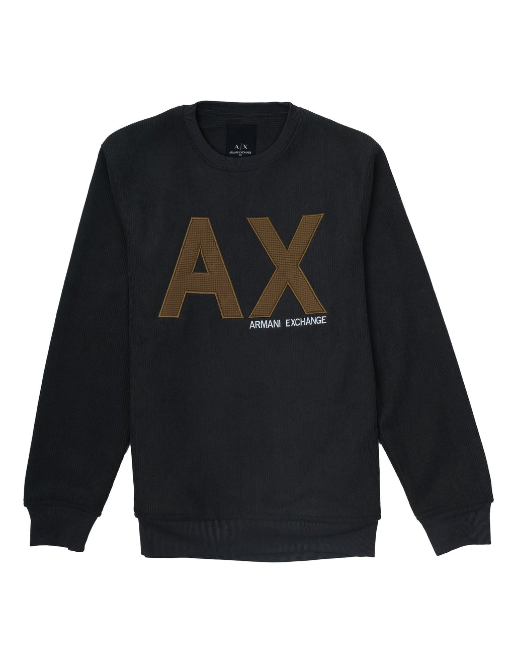ARMANI EXCHANGE Obsidian Gold Slim Fit Ribbed Crewneck Sweatshirt
