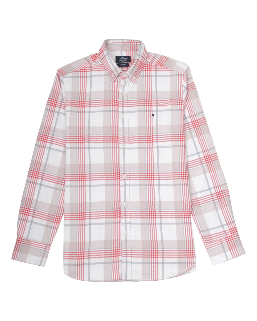 HACKETT LONDON Blush Coral Check Slim Fit Long Sleeve Shirt