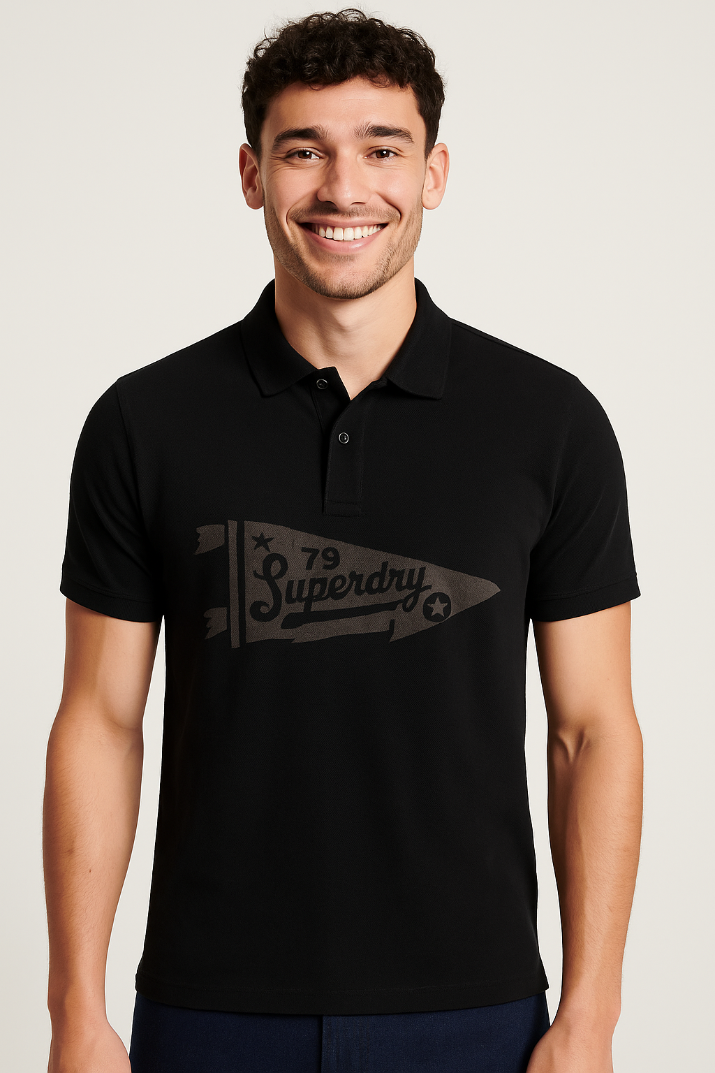 SUPERDRY Obsidian Noir Classic Fit Polo Shirt