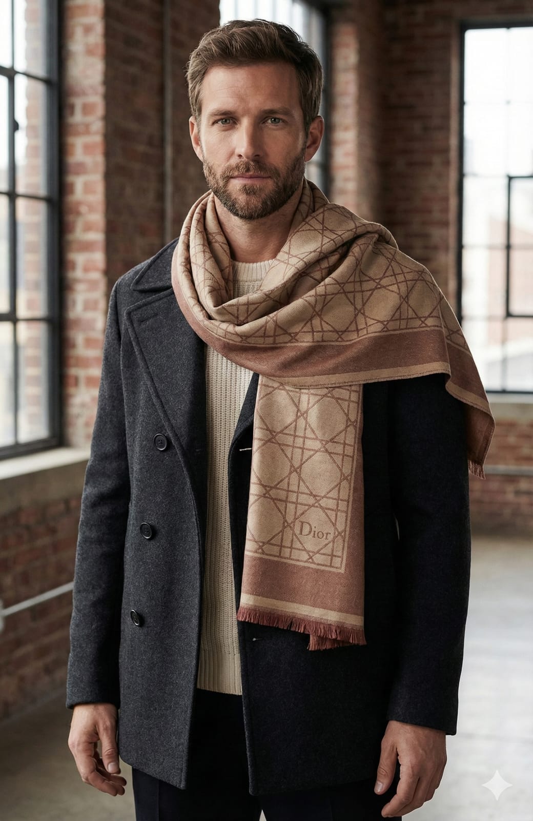 Dior Geometric Pattern Cashmere Blend Scarf