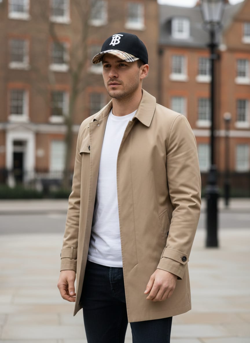 BURBERRY Onyx Ember Signature Cap with Check Visor