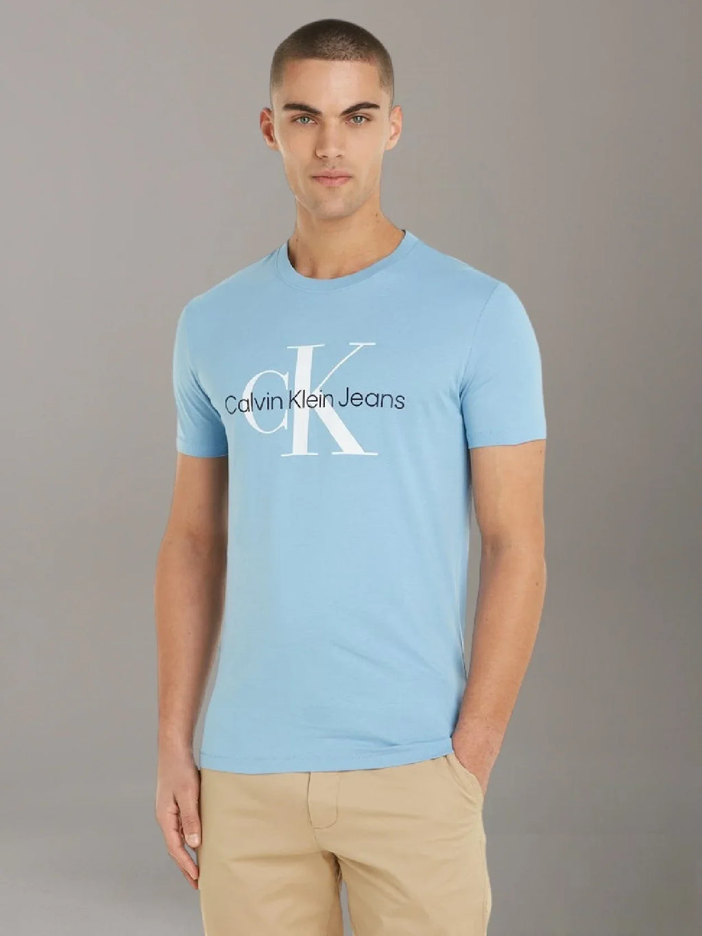Calvin Klein Jeans Logo Tee in Sky Blue