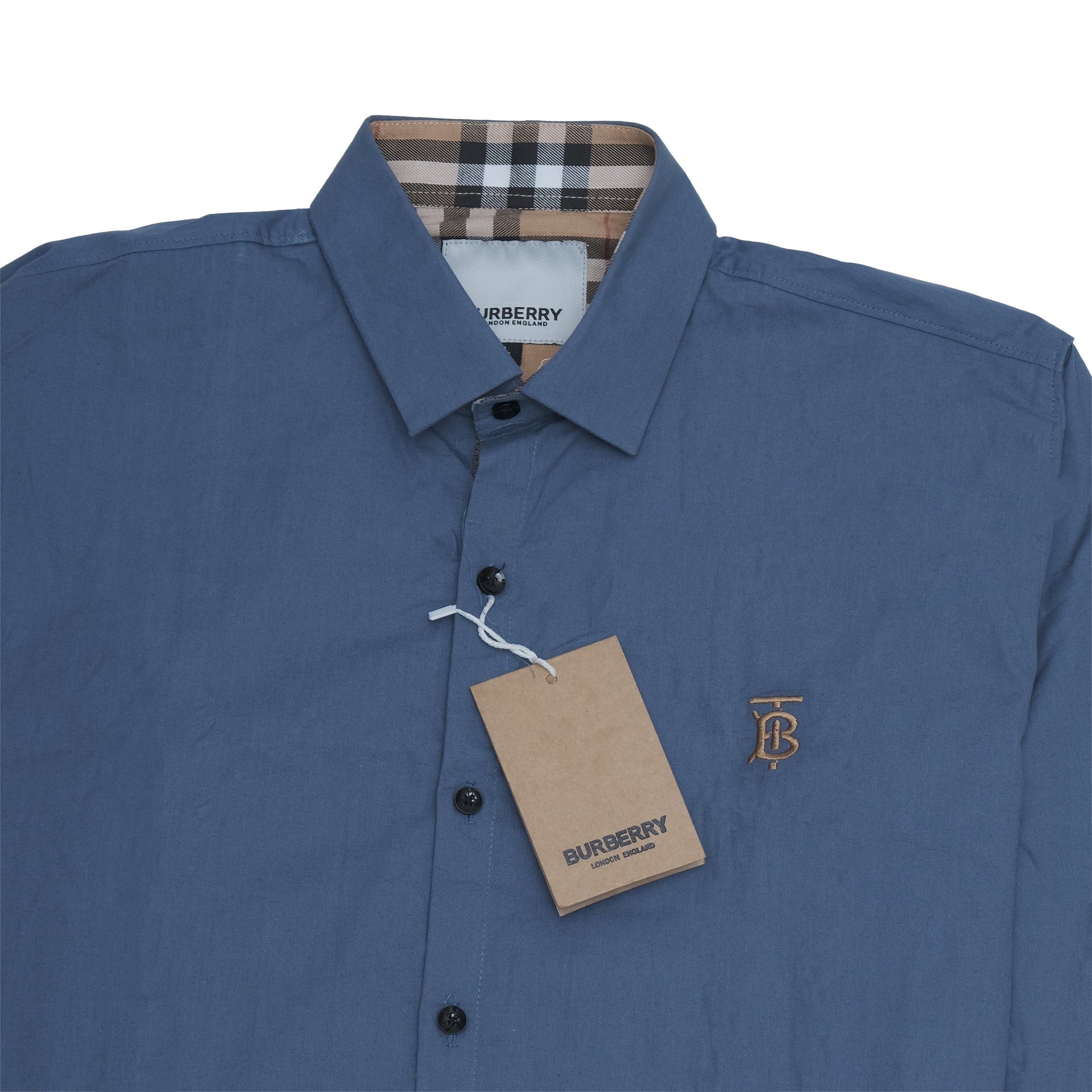 BURBERRY Twilight Navy Classic Fit Long Sleeve Button-Up Shirt
