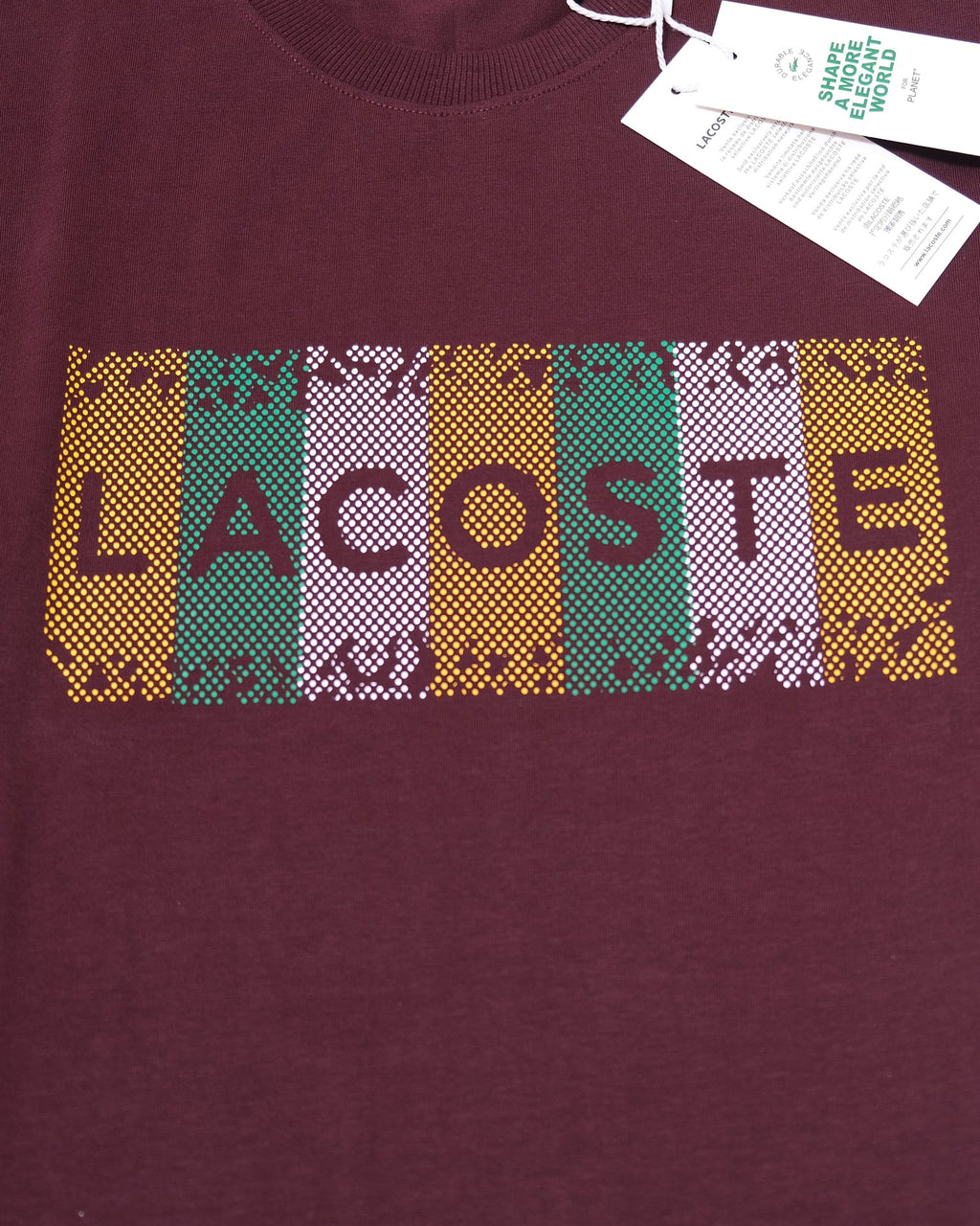 LACOSTE Garnet Mosaic Graphic Logo Crew Neck Tee