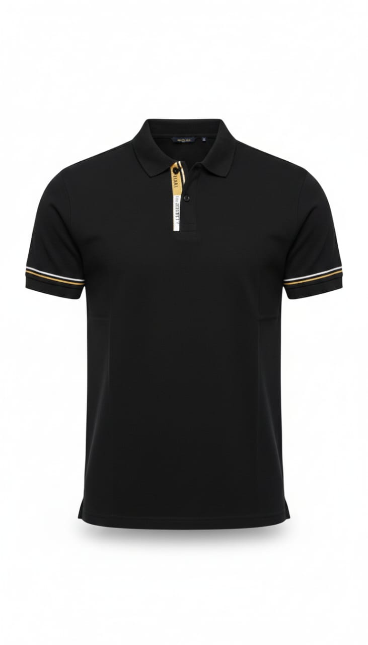 Hackett Classic Black Polo with Gold Accents