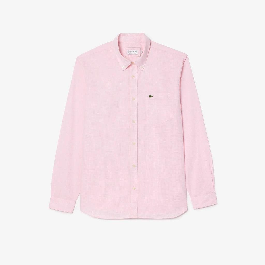 Lacoste Classic Fit Pink Piqué Button-Down Shirt