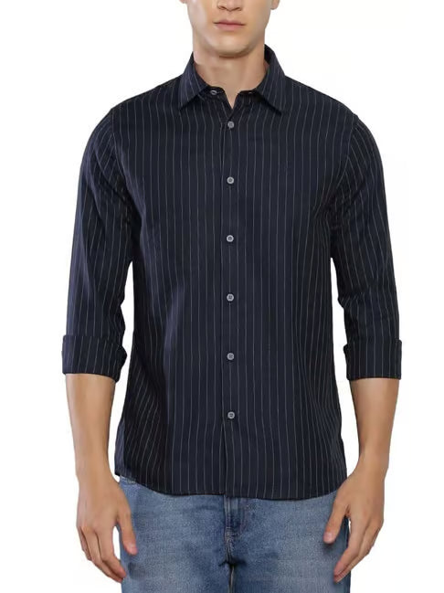 Calvin Klein Striped Elegance Shirt in Midnight Blue