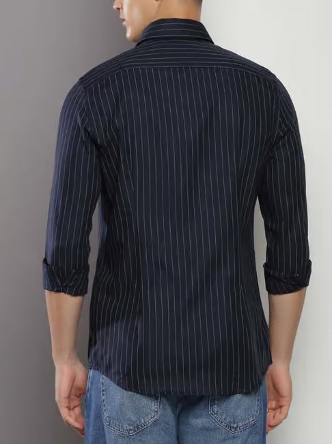 Calvin Klein Striped Elegance Shirt in Midnight Blue