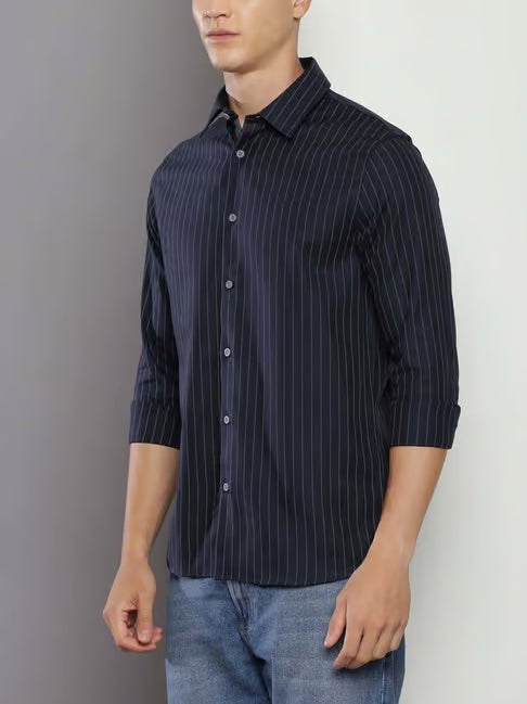 Calvin Klein Striped Elegance Shirt in Midnight Blue