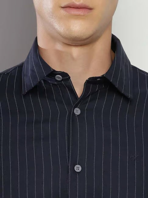Calvin Klein Striped Elegance Shirt in Midnight Blue