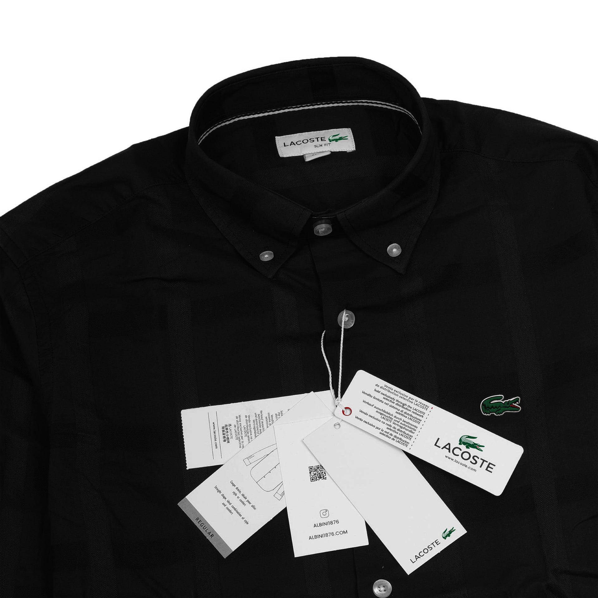 LACOSTE Midnight Shadow Slim Fit Long Sleeve Button-Up Shirt