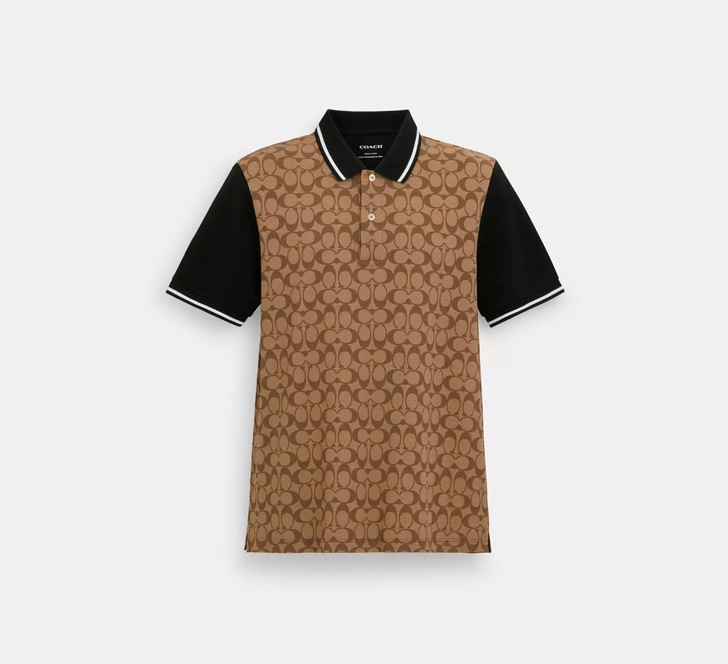 COACH Caramel Canvas Slim Fit Polo Shirt