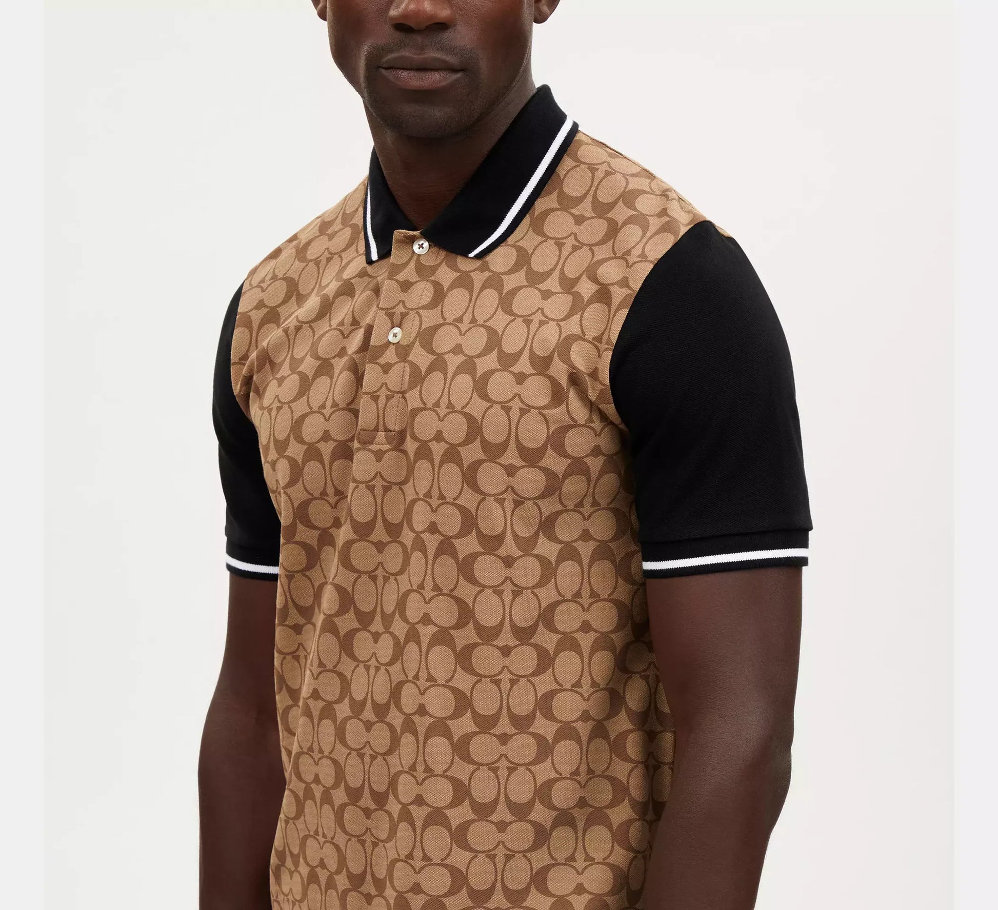 COACH Caramel Canvas Slim Fit Polo Shirt