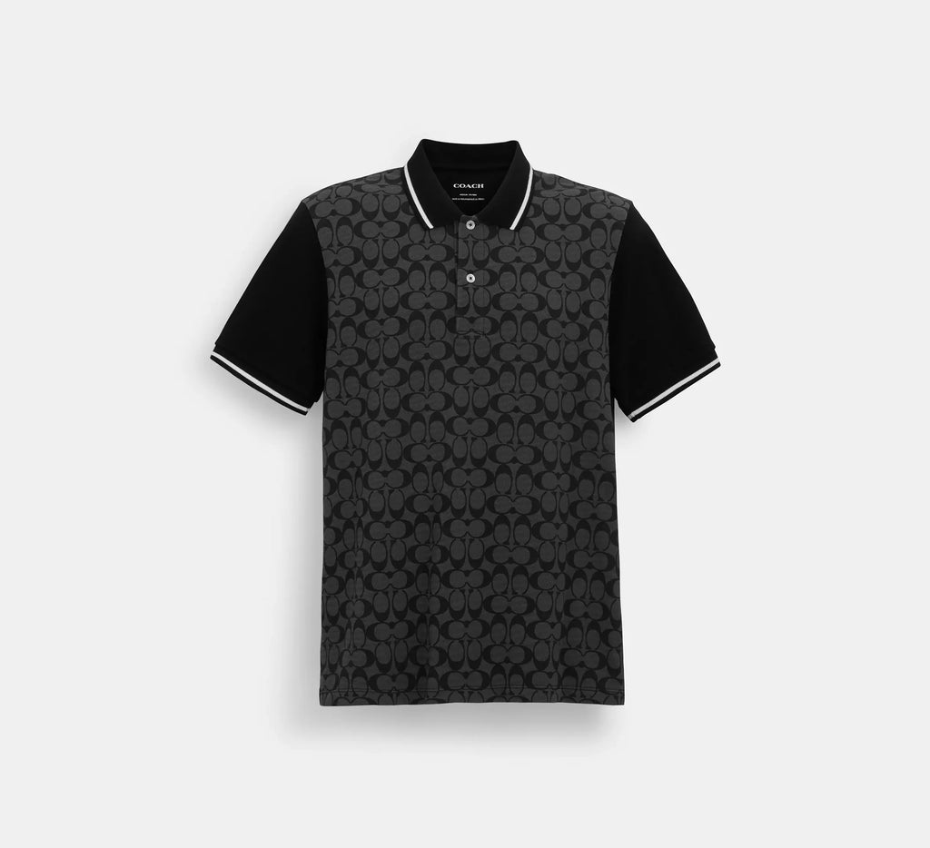 COACH Enigmatic Charcoal Tailored Fit Short Sleeve  Polo Shirt