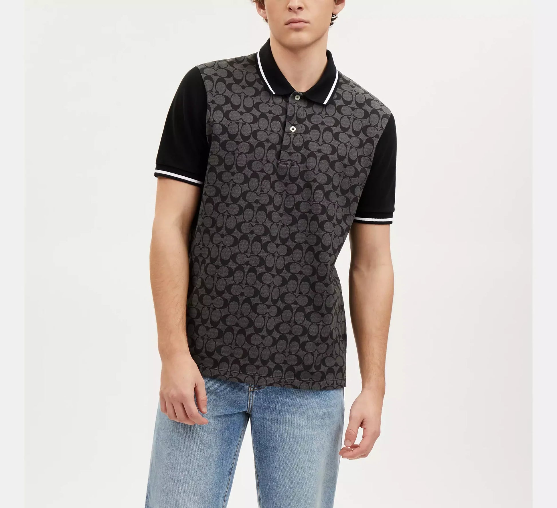 COACH Enigmatic Charcoal Tailored Fit Short Sleeve  Polo Shirt