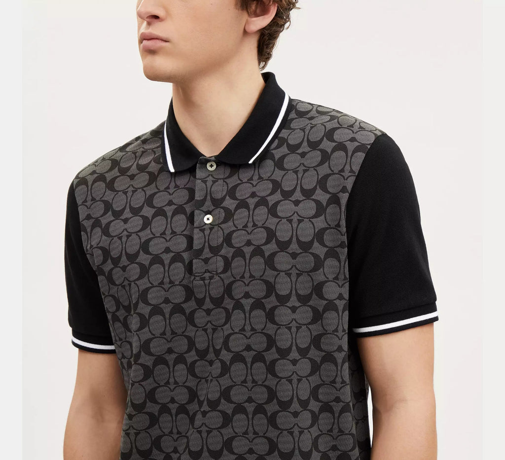 COACH Enigmatic Charcoal Tailored Fit Short Sleeve  Polo Shirt