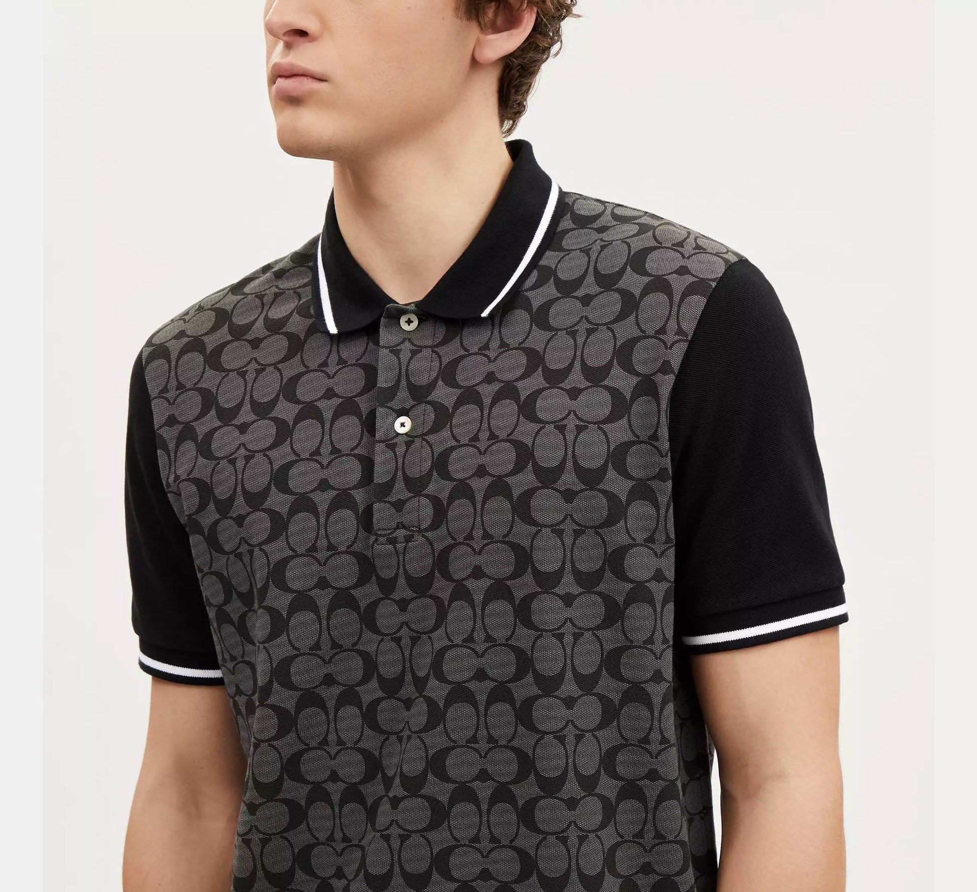 COACH Enigmatic Charcoal Tailored Fit Short Sleeve  Polo Shirt