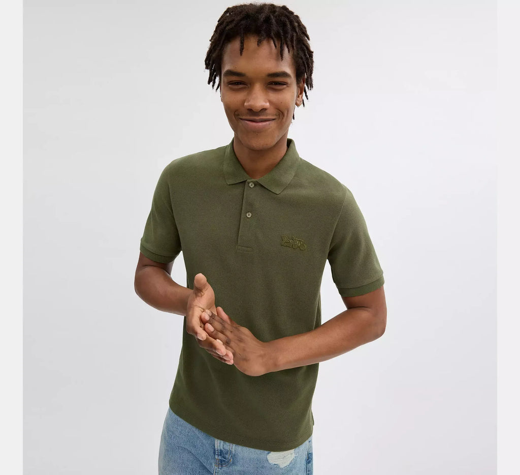 COACH Classic Fit Polo Shirt in Olive Green