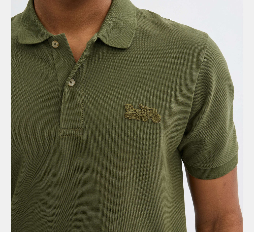 COACH Classic Fit Polo Shirt in Olive Green