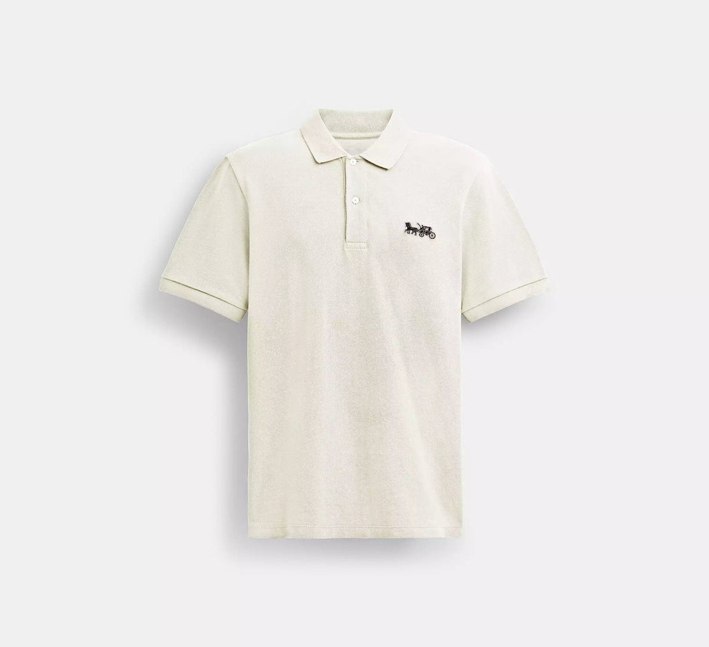 COACH Creamy Almond Classic Fit Short Sleeve Polo Shirt