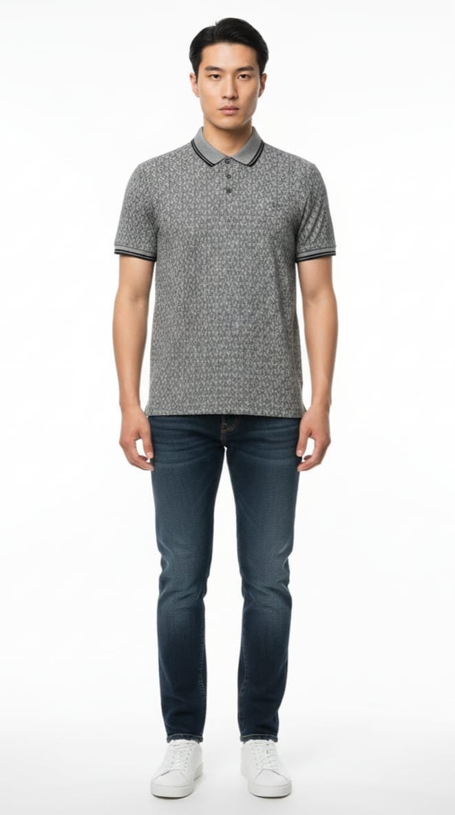 MICHAEL KORS Stormy Ash Luxe Fit Short Sleeve Piqué Polo Shirt