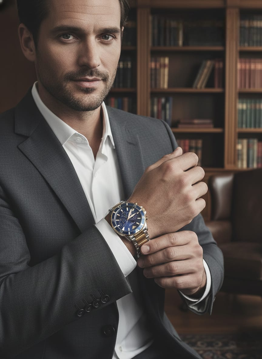 Emporio Armani Ethereal Azure Prestige Chronograph Ocean Dial Watch  (IMPORTED)