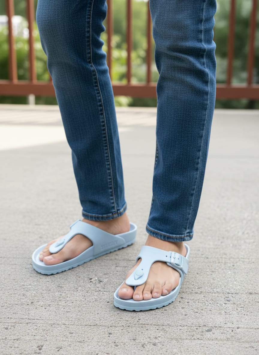 BIRKENSTOCK Serene Azure Luxe Soft Footbed Sandals