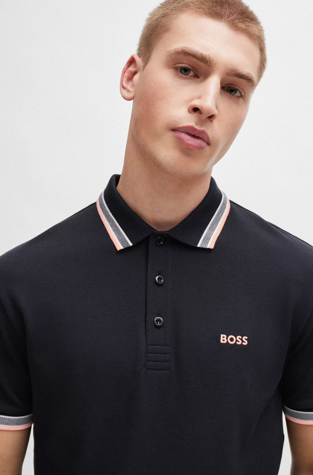 BOSS Midnight Noir Slim Fit Contrast Trim Polo Shirt