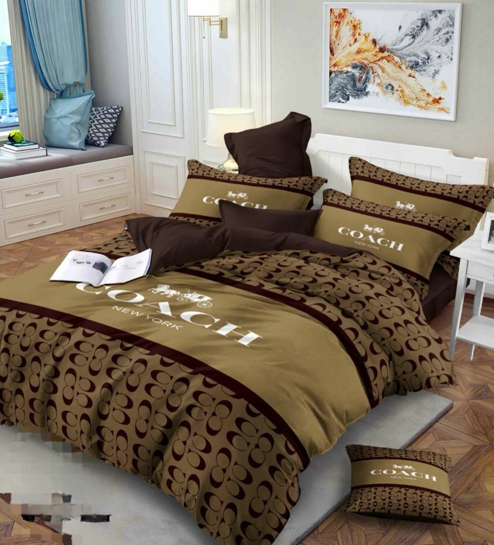 COACH NEW YORK Rustic Walnut Luxe King Size Bedding Set