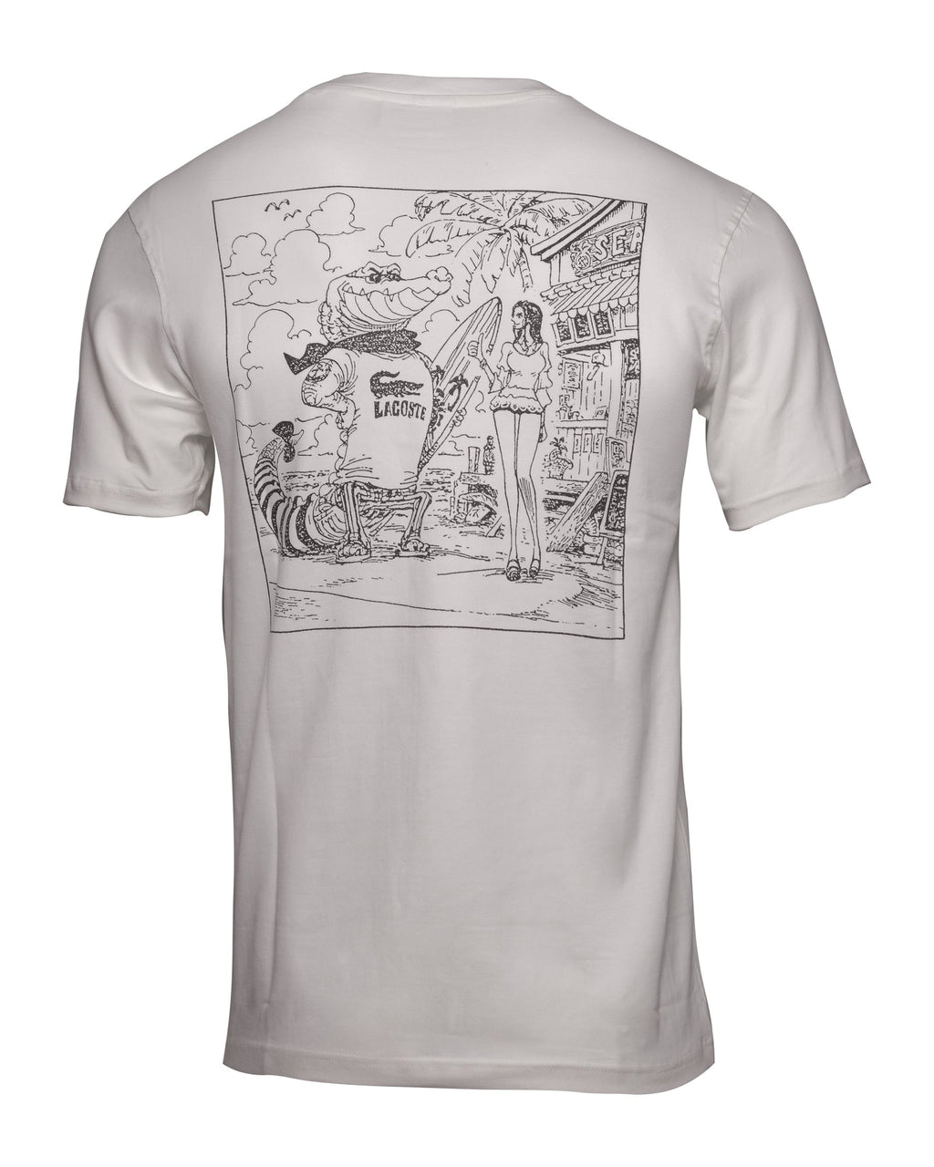 LACOSTE Cloud Cream Classic Fit Surfing Croc Graphic Tee