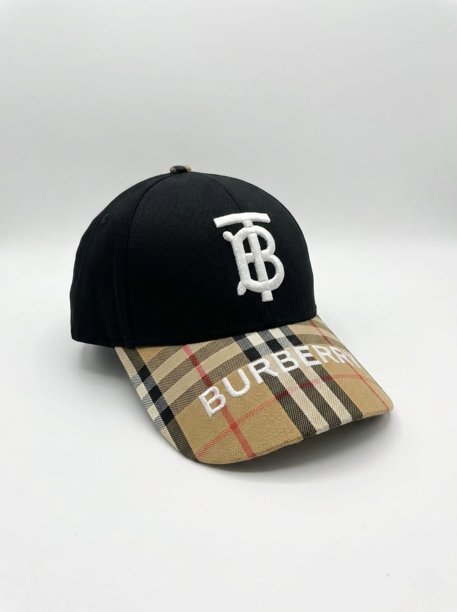 BURBERRY Onyx Ember Signature Cap with Check Visor