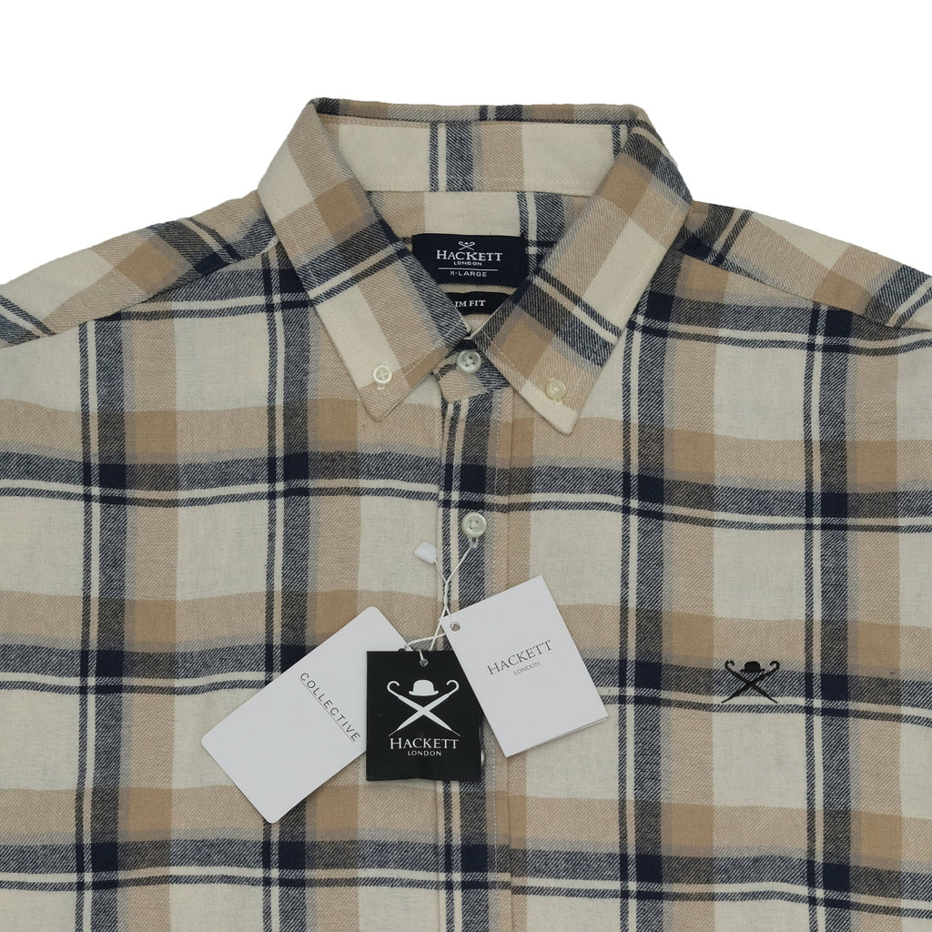 HACKETT LONDON Sandstone Check Slim Fit Flannel Shirt