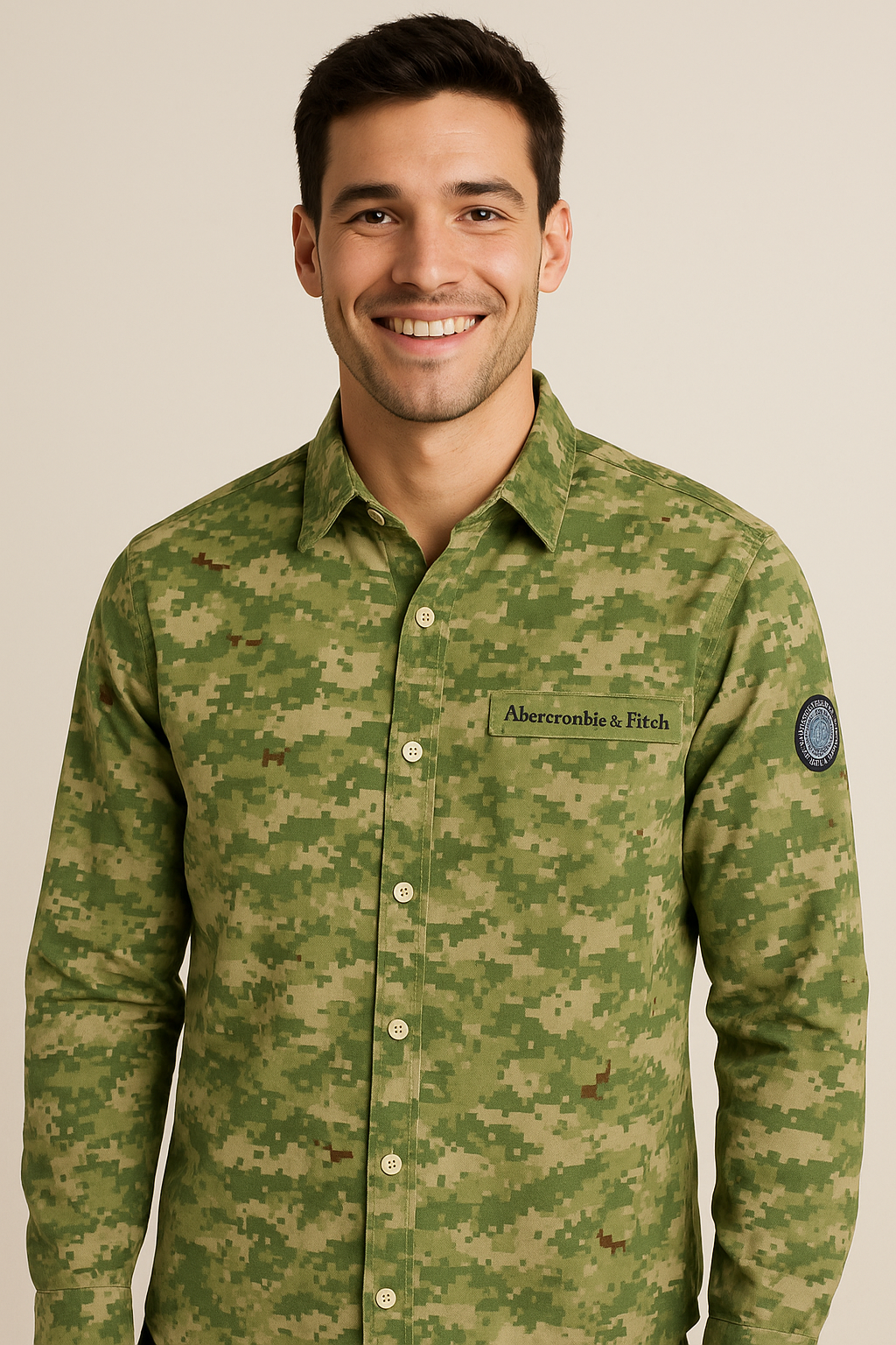 ABERCROMBIE & FITCH Lush Sage Utility Classic Fit Long Sleeve Shirt