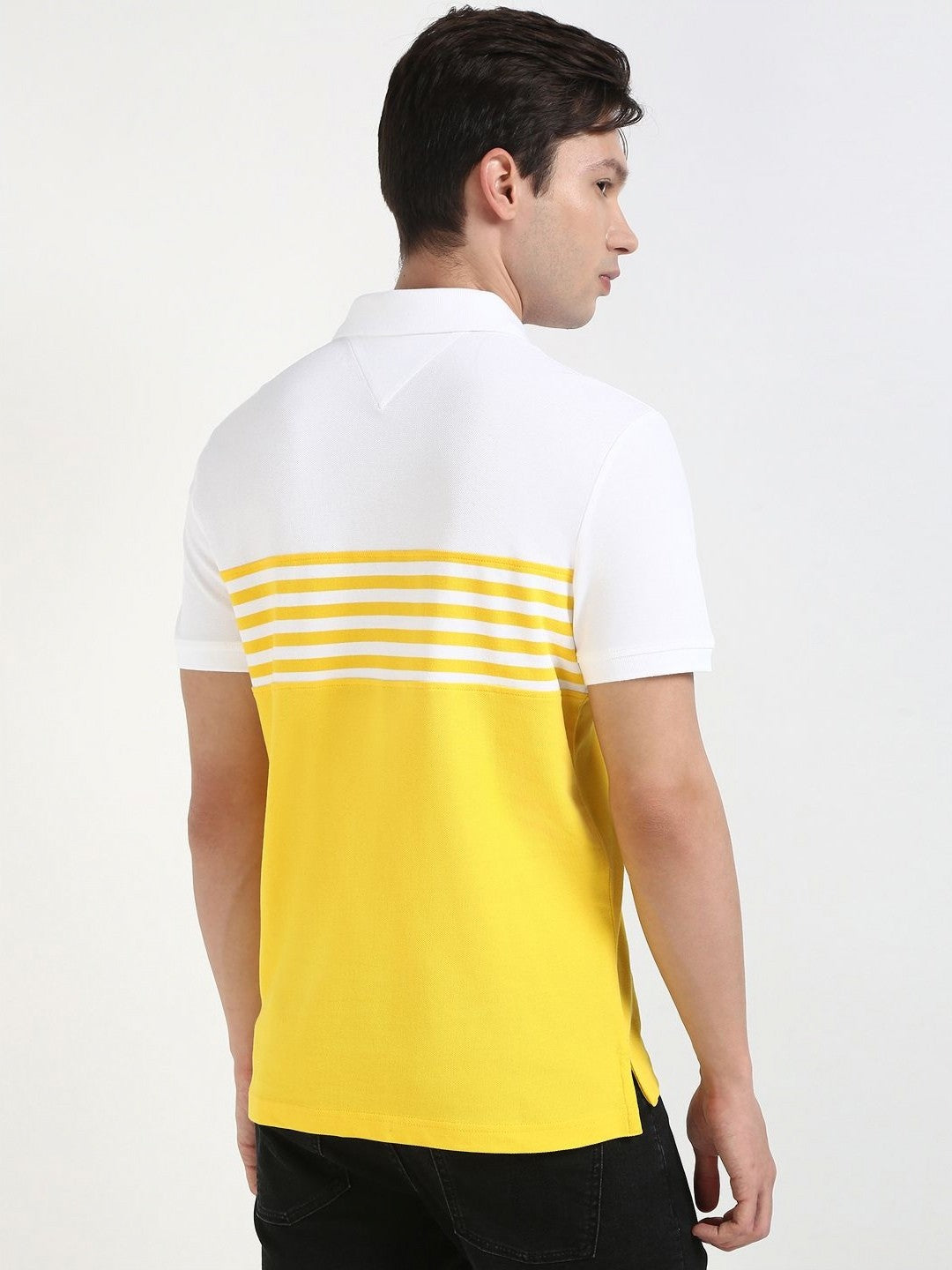 TOMMY HILFIGER Sunbeam Yellow Slim Fit Striped Polo Shirt