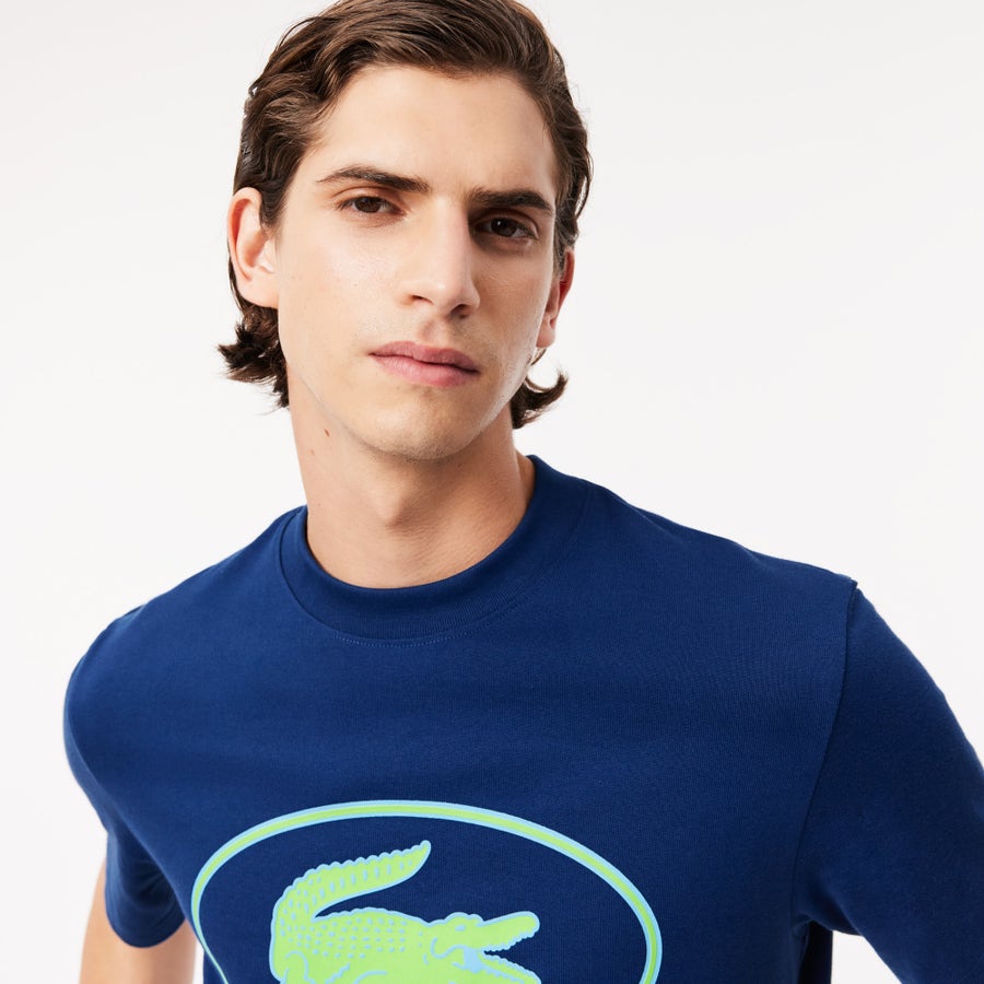 LACOSTE Deep Ocean Slim Fit Short Sleeve Graphic Tee