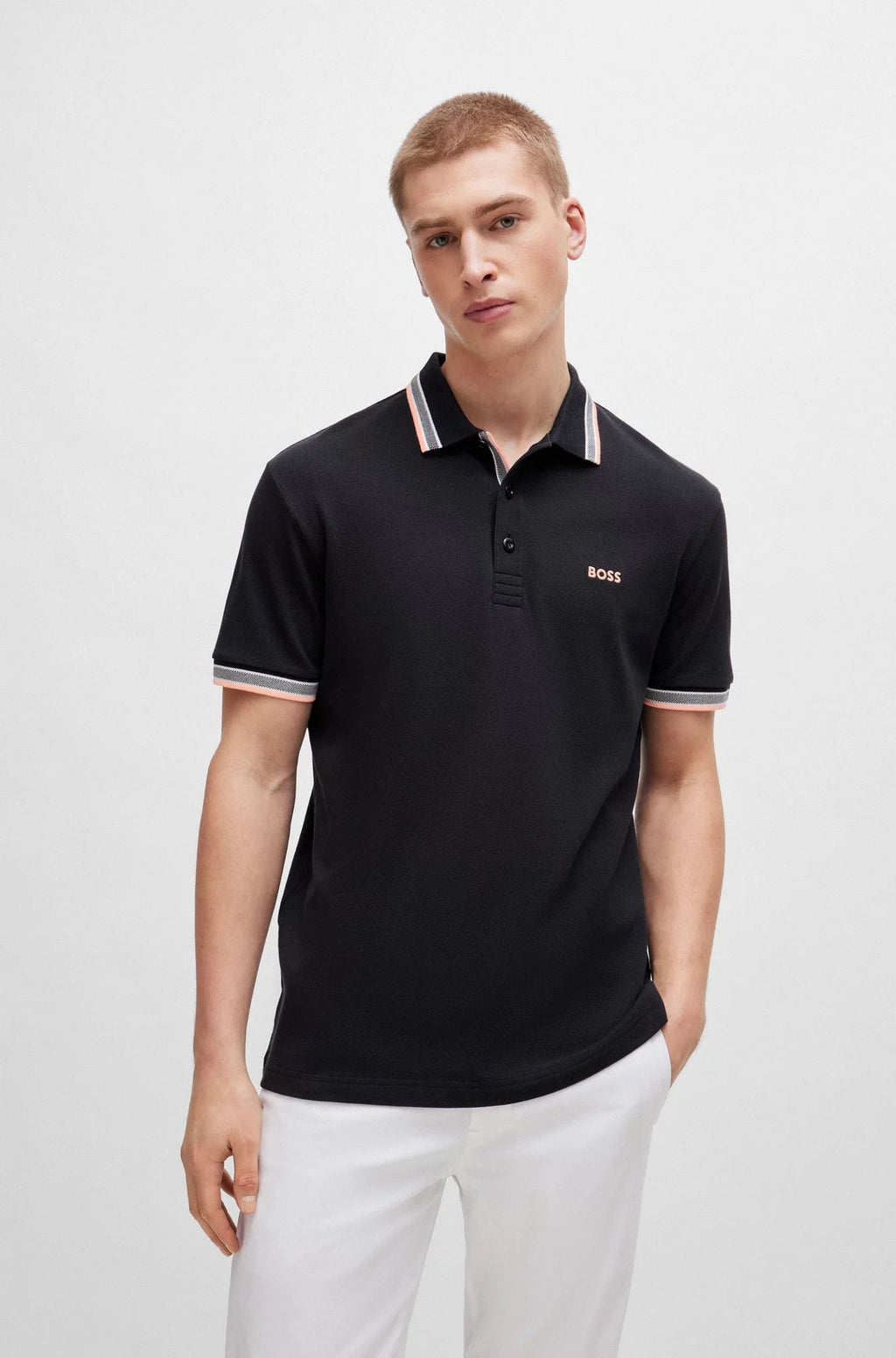 BOSS Midnight Noir Slim Fit Contrast Trim Polo Shirt