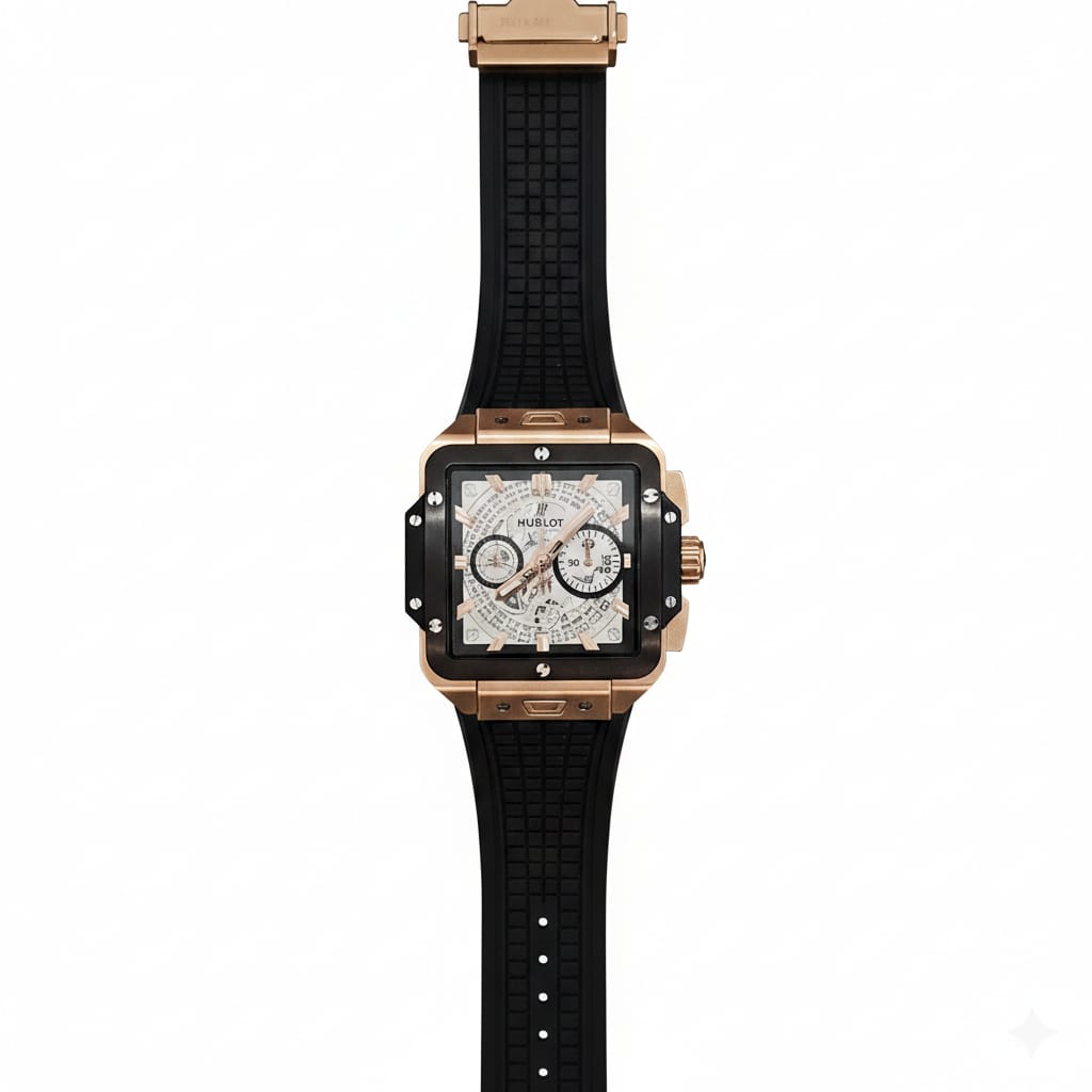 HUBLOT Obsidian Gold Classic Fusion Chronograph Rubber Watch