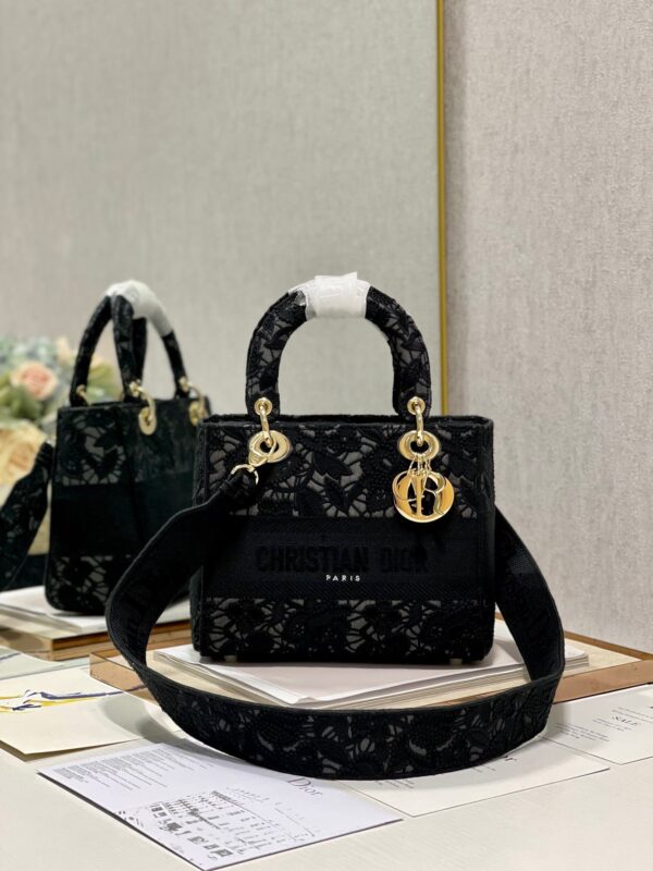 CHRISTIAN DIOR Velvet Noir Chic Lace Mini Tote Bag (IMPORTED)