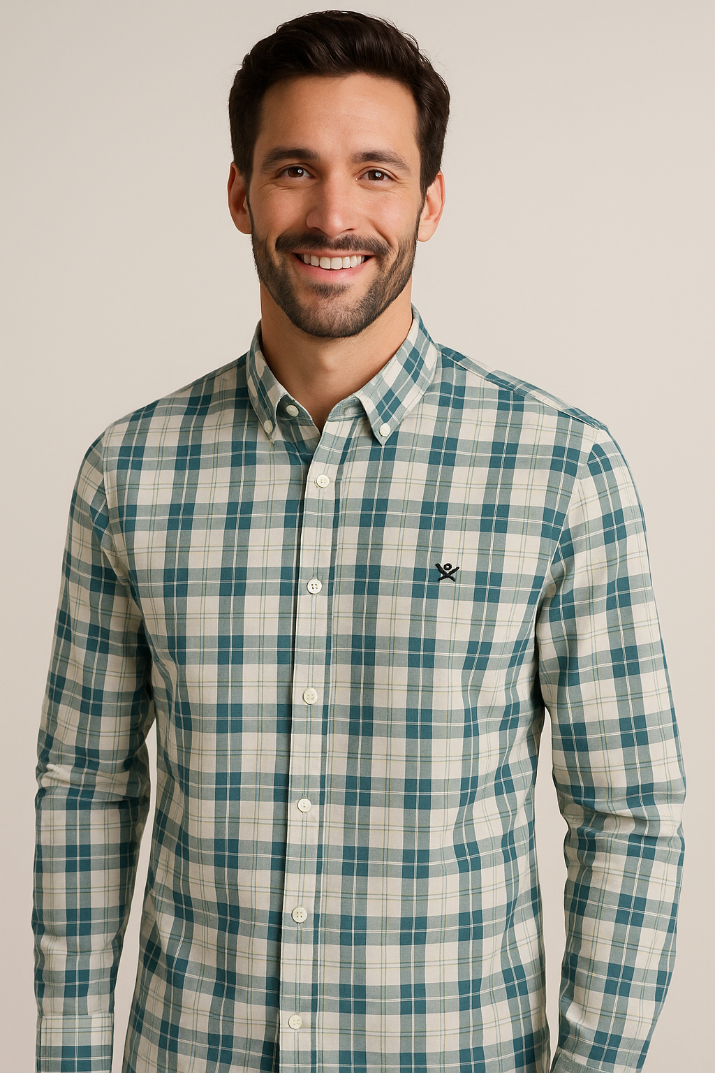 HACKETT Oceanic Emerald Classic Fit Long Sleeve Check Shirt