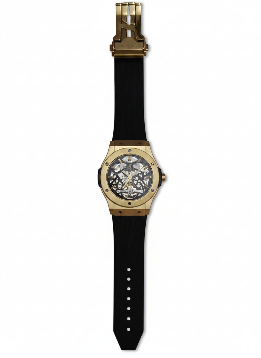 HUBLLOT Radiant Onyx Sleek Skeleton Premium Timepiece