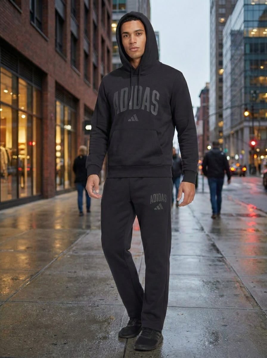 ADIDAS Essentials Black Hoodie and Jogger Set