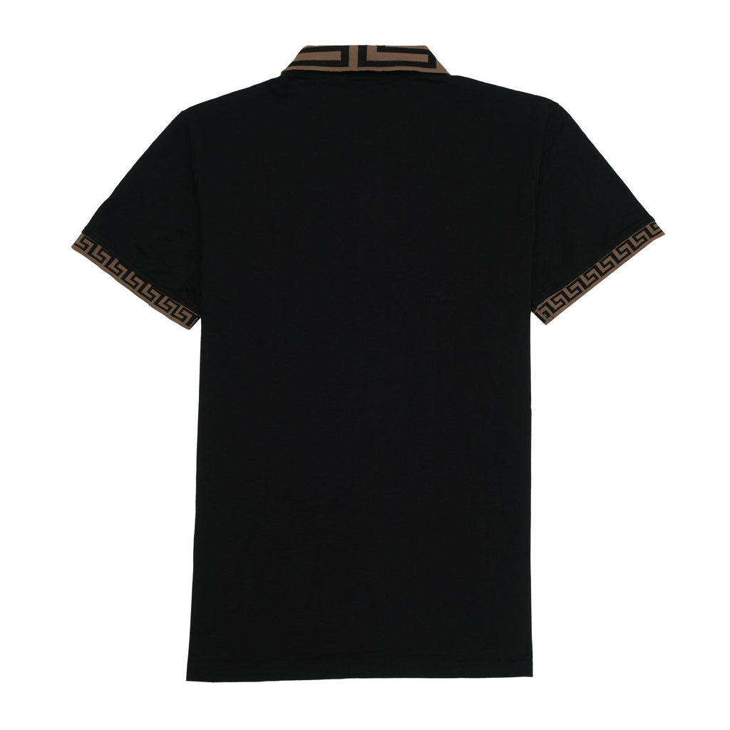 VERSACE Midnight Obsidian Slim Fit Contrast Collar Polo Shirt