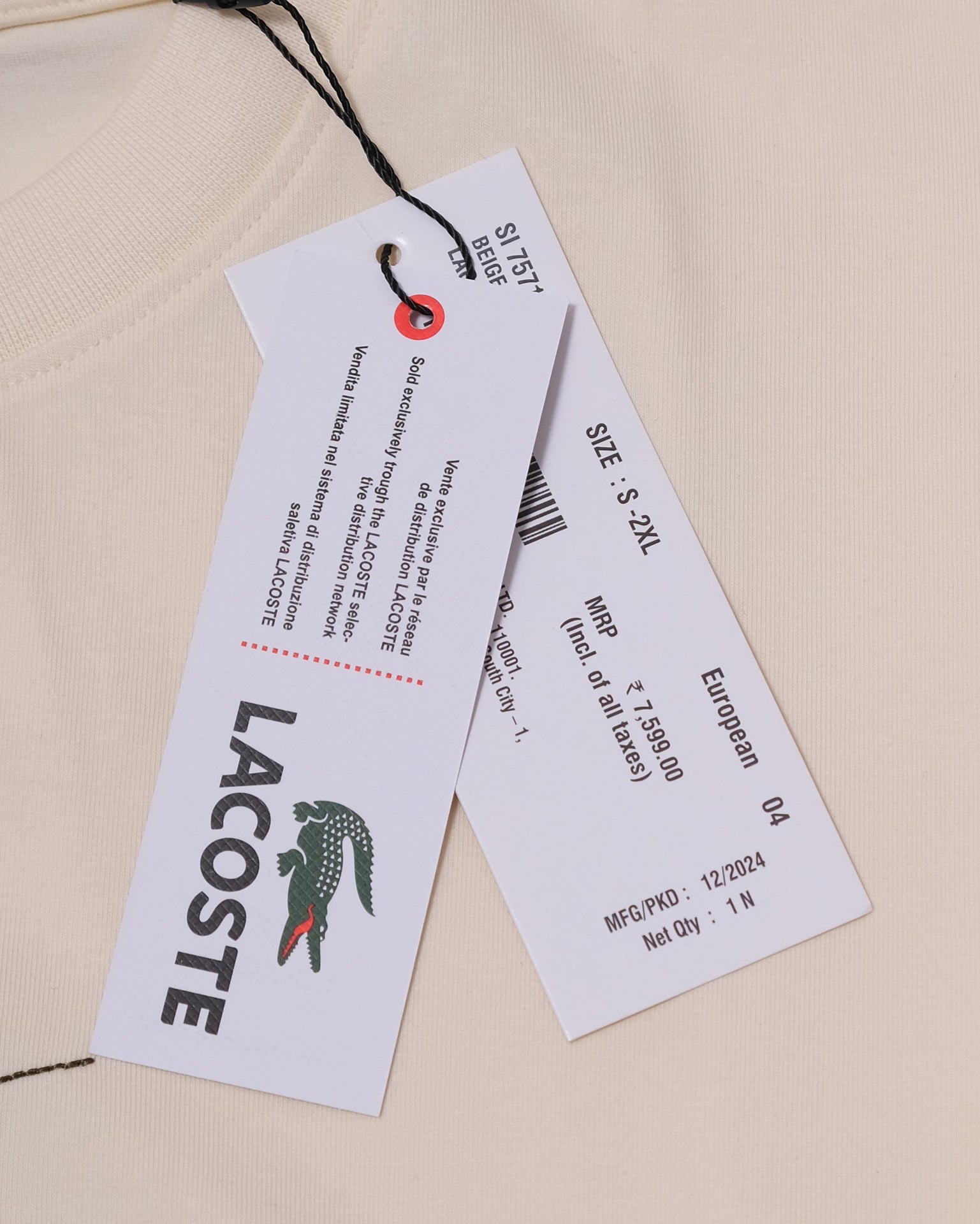 LACOSTE Creamy Canvas Slim Fit Graphic Crewneck Tee