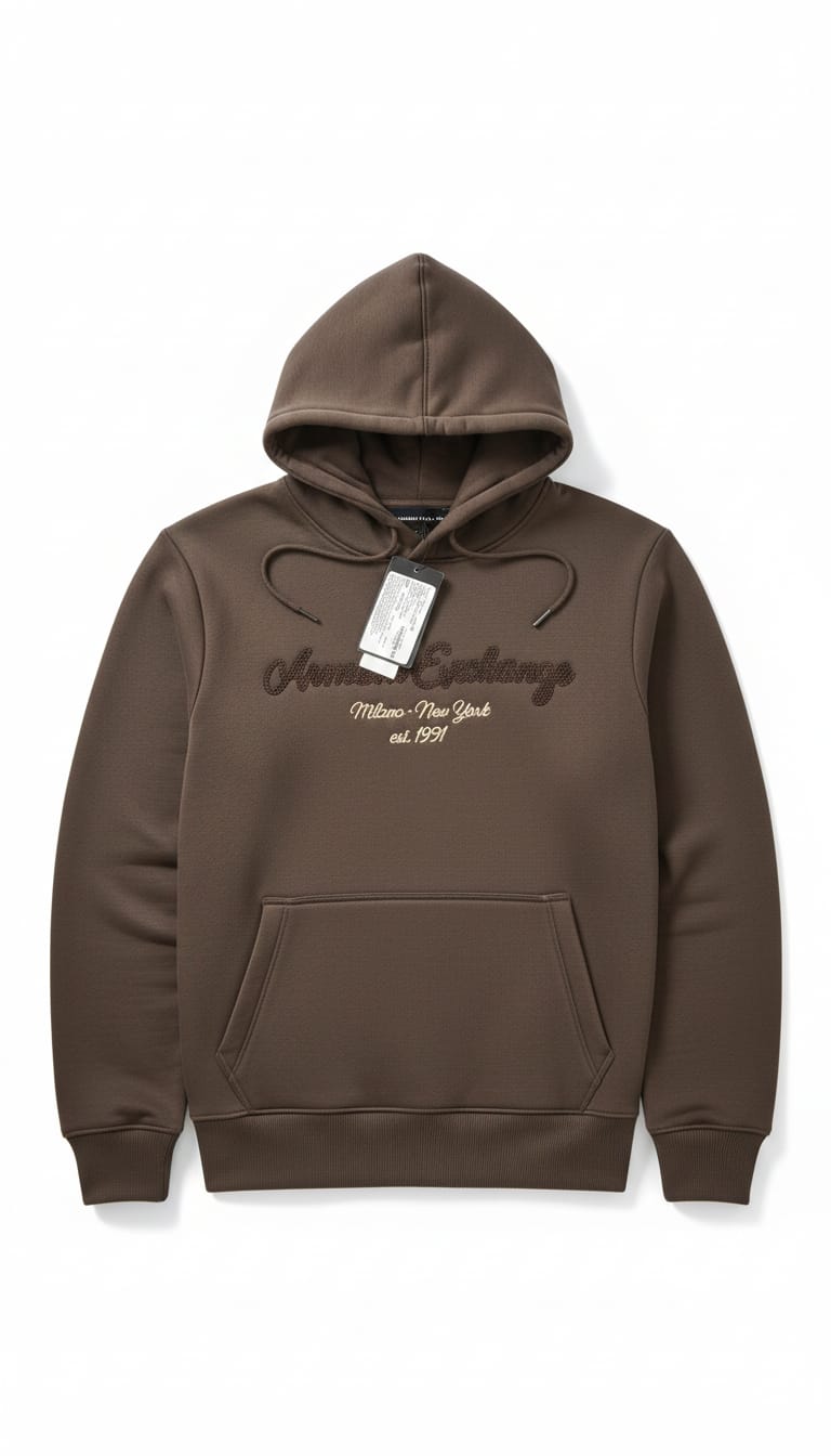 Armani Exchange Classic Logo Hoodie in Brown