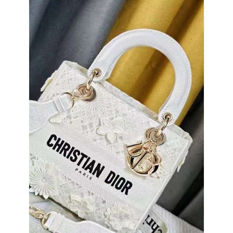 CHRISTIAN DIOR Ethereal Ivory Floral Lace Mini Lady Dior Bag (IMPORTED)