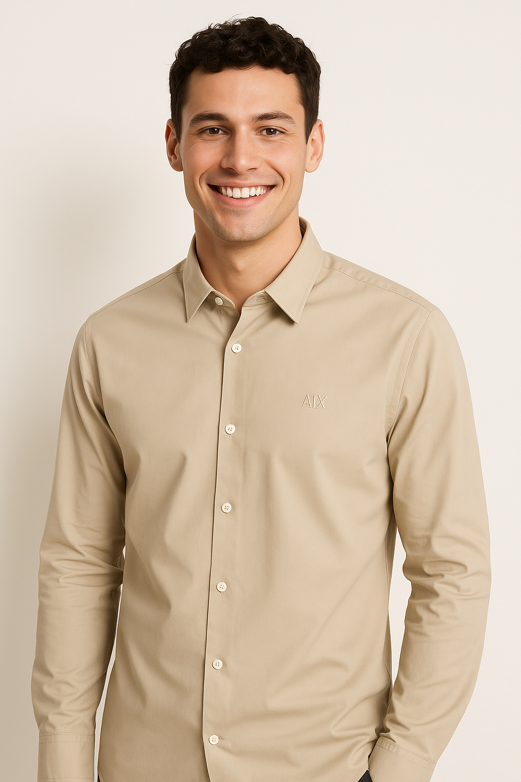 ARMANI EXCHANGE Sandstone Sage Tailored Fit Long Sleeve Shirt