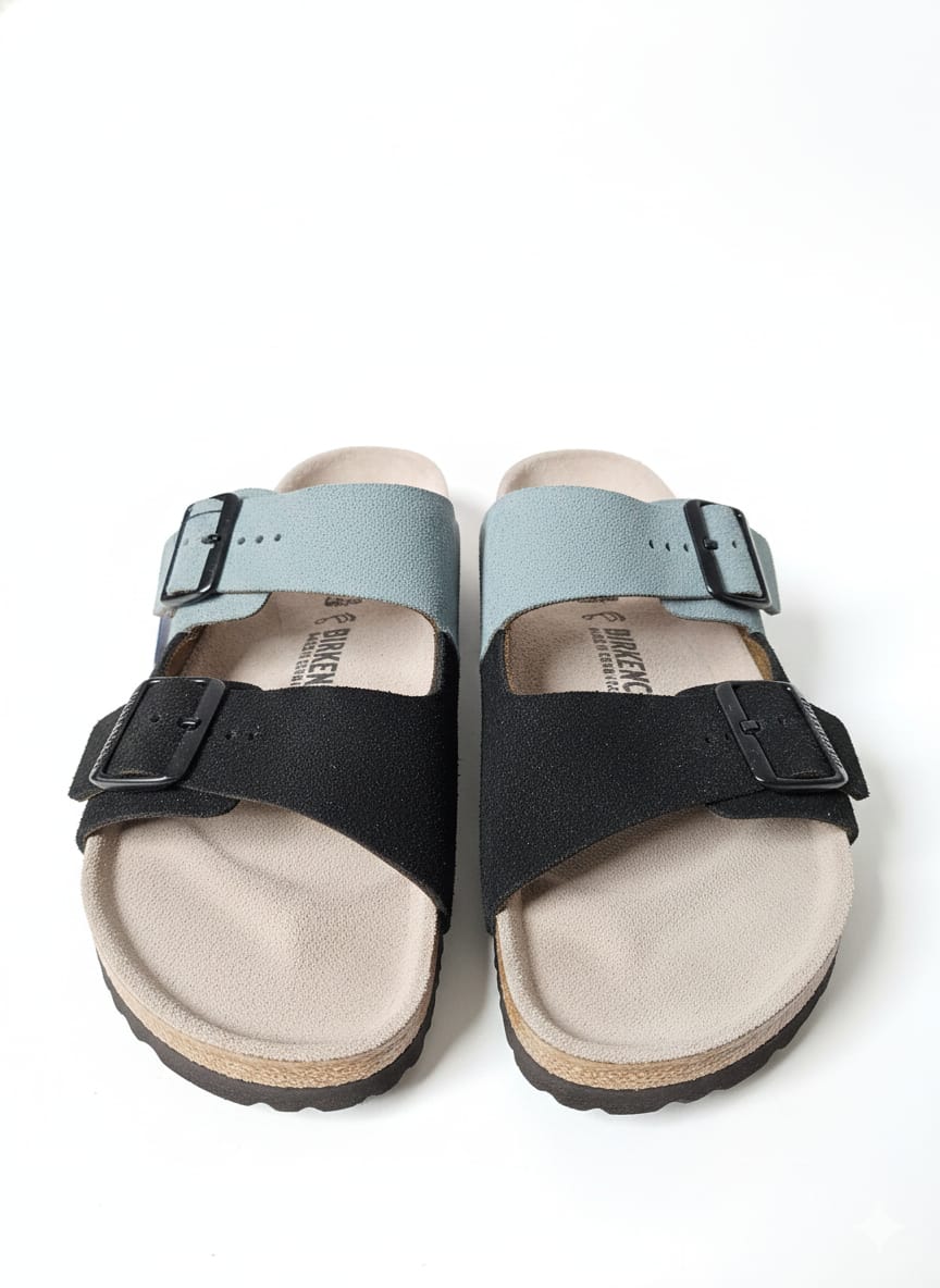 Birkenstock Tranquil Teal Dual-Tone Buckle Sandals
