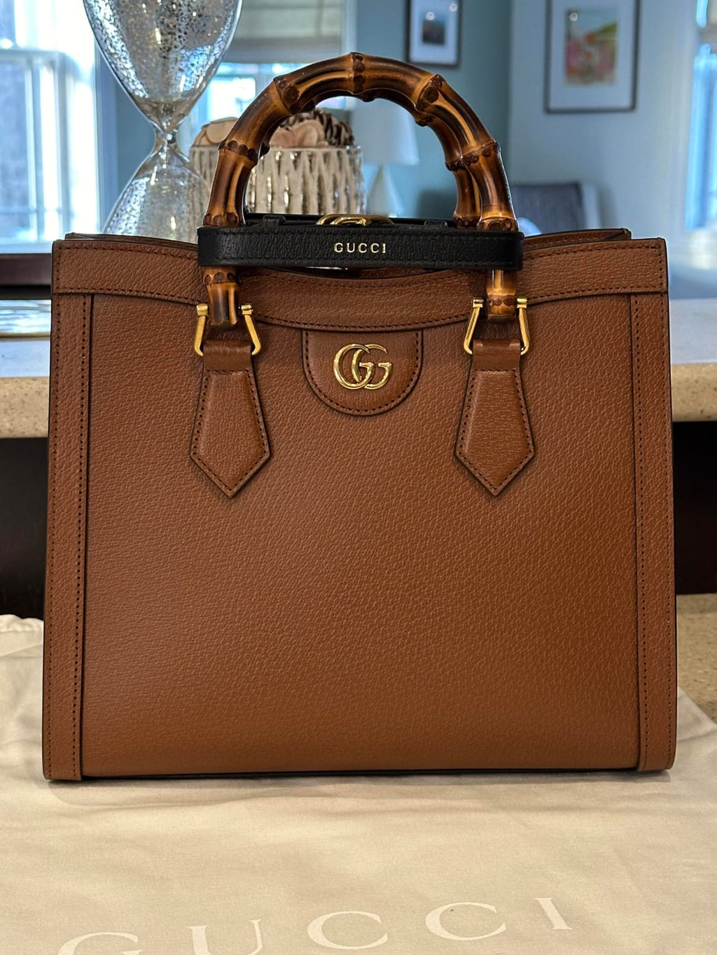 GUCCI Rustic Chestnut Elegance Mini Tote Bag