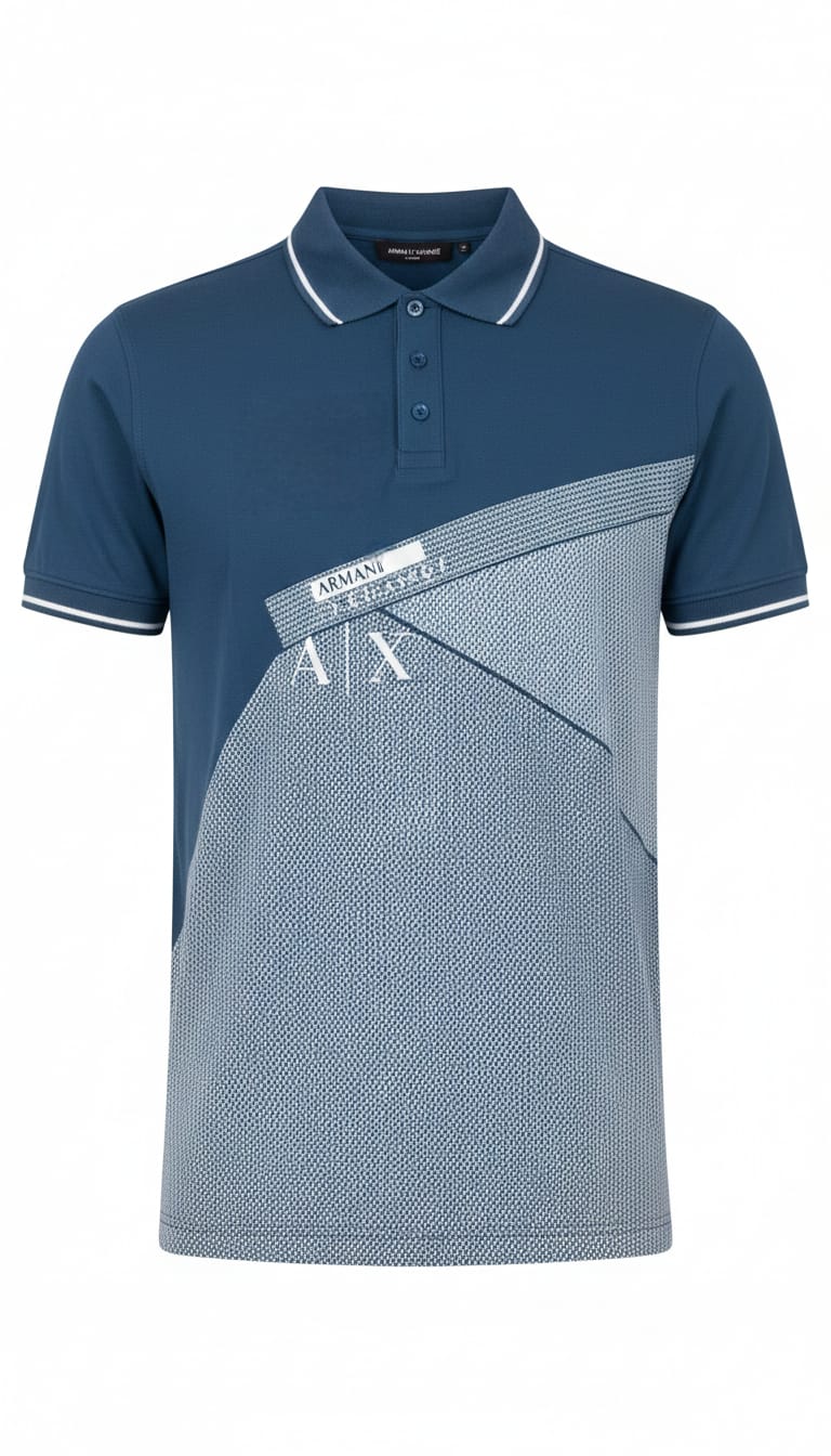 ARMANI EXCHANGE Celestial Teal Modern Fit Short Sleeve Piqué Polo Shirt